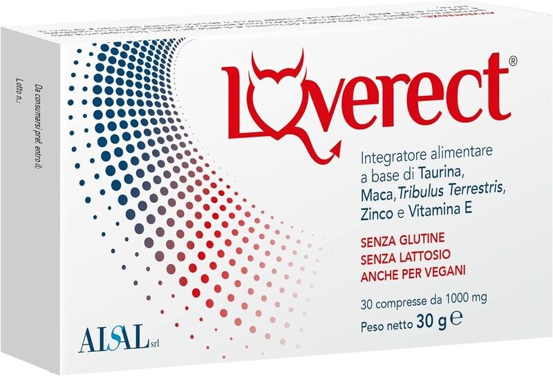 LOVERECT | Men&#39;s supplement, strong effect, with taurine, maca, tribulus, zinc and vitamin E, natural gluten and lactose-free.