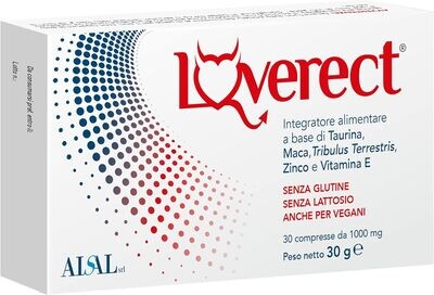 LOVERECT | Men&#39;s supplement, strong effect, with taurine, maca, tribulus, zinc and vitamin E, natural gluten and lactose-free.