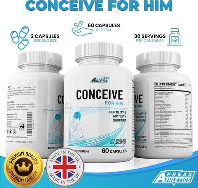 Conceive for Him Fertility Supplements for Men - Male Fertility Supplements - Vitamins &amp; Minerals Plus Key nutrients for Male Fertility &amp; Motility 60 Capsules