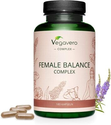 Hormone Balance for Women Vegavero® | PMS Supplements | NO Additives | 180 Capsules | Vitex Agnus Castus, Lady&#39;s Mantle, Folic Acid (Quatrefolic®) Maca, B6, B12, Iron, Zinc | Vegan