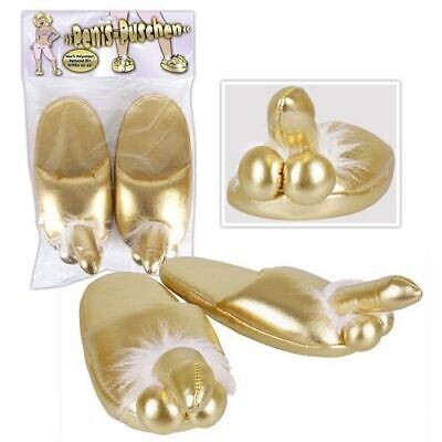 WILLY SLIPPERS PENIS GOLD Willie Fun XMAS Hen Stag Night UK SELLER FAST POST