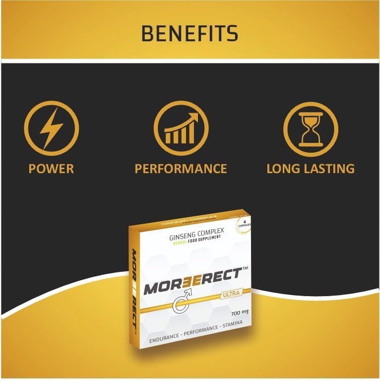 MOREERECT™ Ultra - Stronger and Longer for a Confident Performer - Advanced Performance Enhancing Pills, Stamina Endurance Booster Gold Supplement Pill for Men - 4 Ginseng Capsules