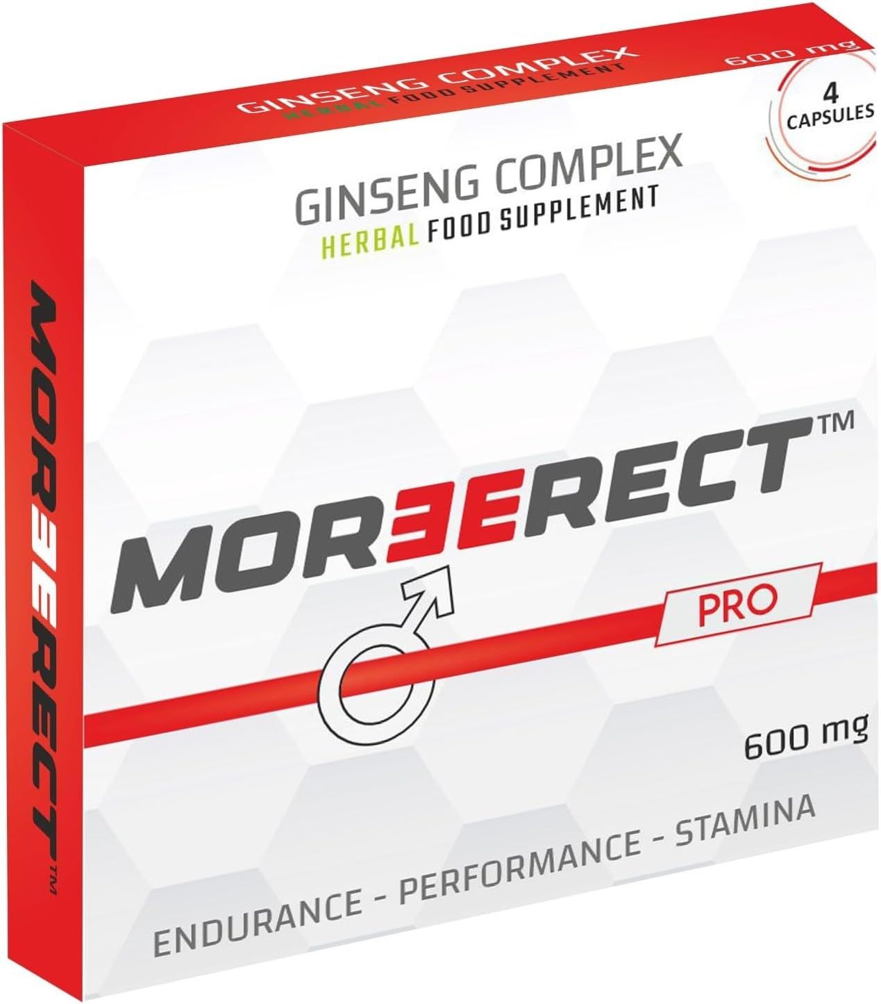 MOREERECT™ PRO - Stronger and Longer for a Confident Performer - Advanced Performance Enhancing Pills, Stamina Endurance Booster RED Supplement Pill for Men - 4 Ginseng Capsules