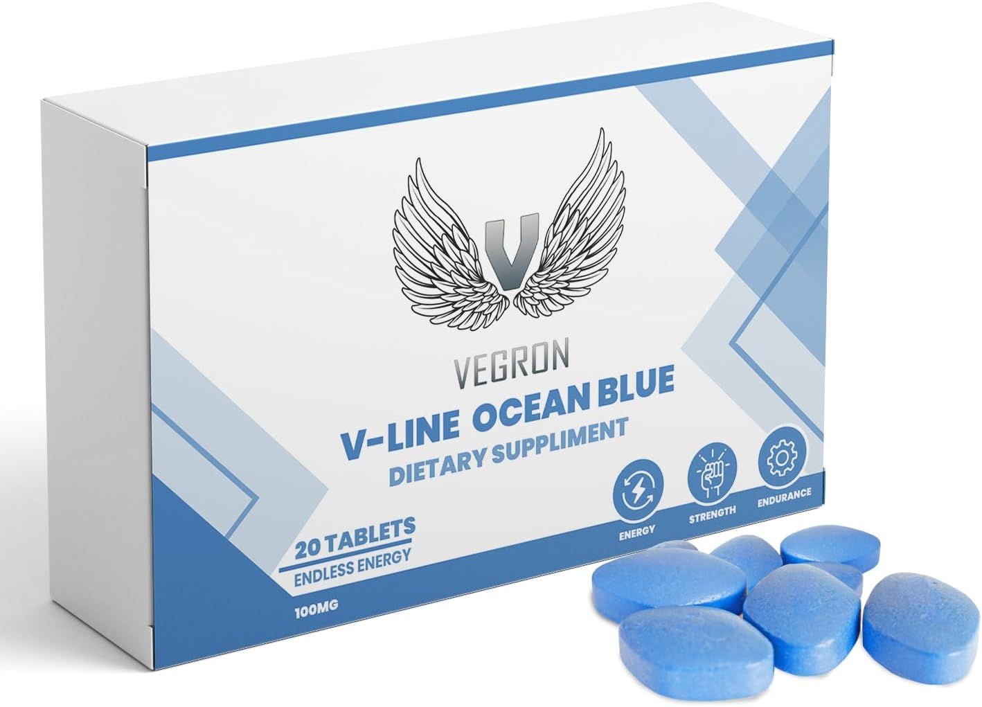 V Line Ocean Blue 20 Tablets. Premium Male Enhancement Support - Boosts Energy, Performance, and Stamina for Men - Safe, Effective, and All-Natural Pills