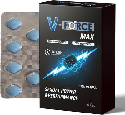 V-Force MAX Blue Pills for Men Extra Strong 100mg - Amplified Enhanced Strength &amp; Firmness - Stronger &amp; Harder Performance for Prolonged Results Food Supplement Tablets UK (20 Count (Pack of 1))