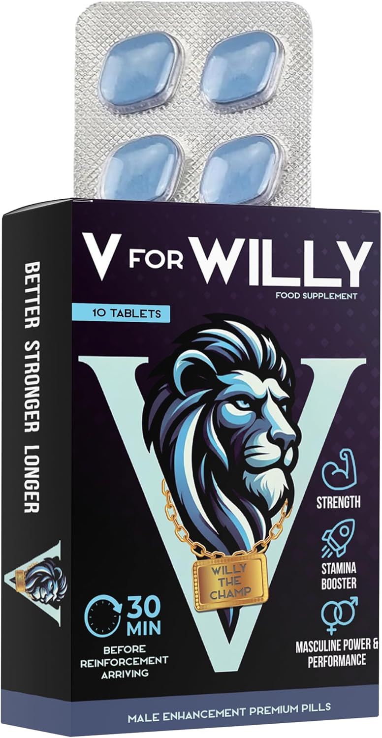 V for Willy – High Stamina Performance Pills – 10 Fast Acting Tablets for Men – Natural Herbal Energy Booster – Ginseng