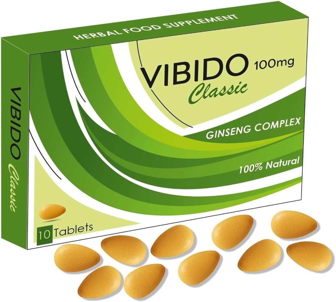 VIBIDO 100mg | Stronger | Longer | Harder | Extra Strength Enhancing Pills, Stamina Endurance Booster Supplement Pills for Men | 10 Ginseng Tablets