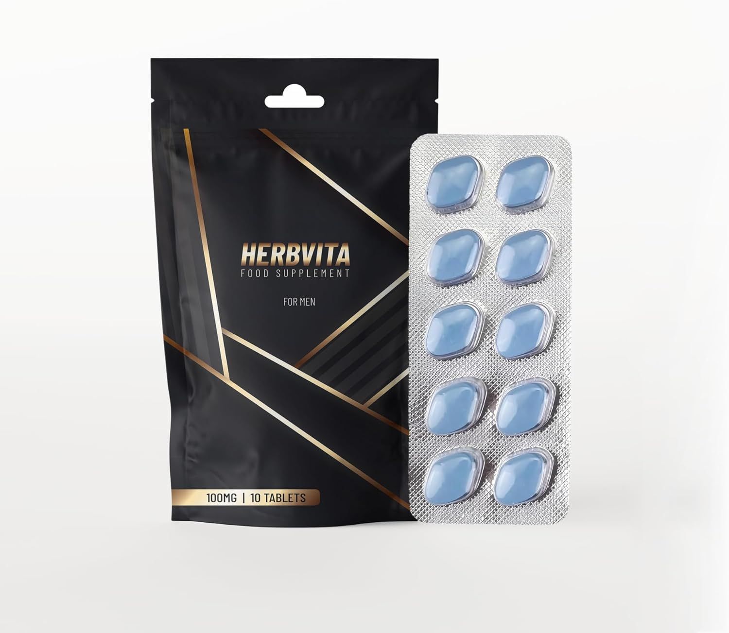 Herbvita 30 Men&#39;s Blue Tablets - Enhanced Strength &amp; Firmness 100mg for Men | Boost Stamina &amp; Energy | Herbal Supplement for Men - Male Performance Support
