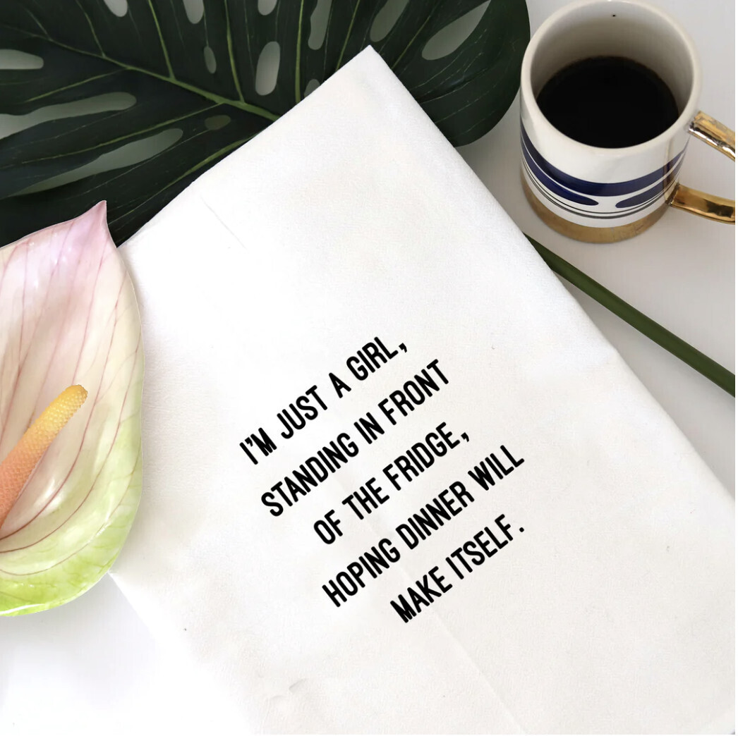Tea Towels: Just a Girl Standing Fridge