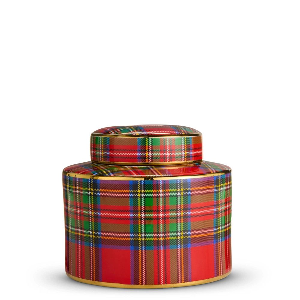 Tartan Decorative Jar, Color: Tartan Plaid, Size: 8"