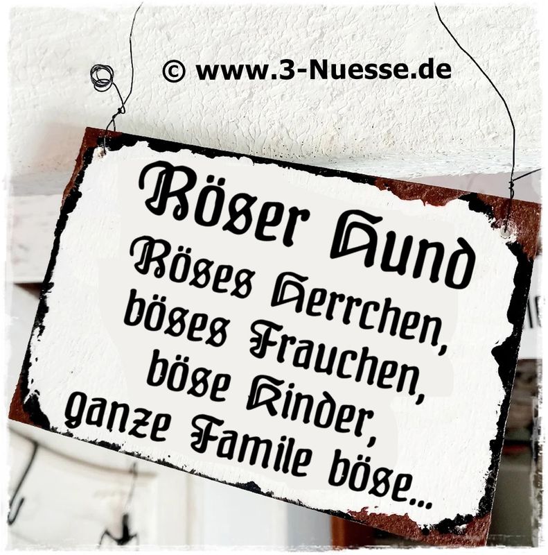Böser Hund böses Frauchen  .. / shabby fake emaille Schild