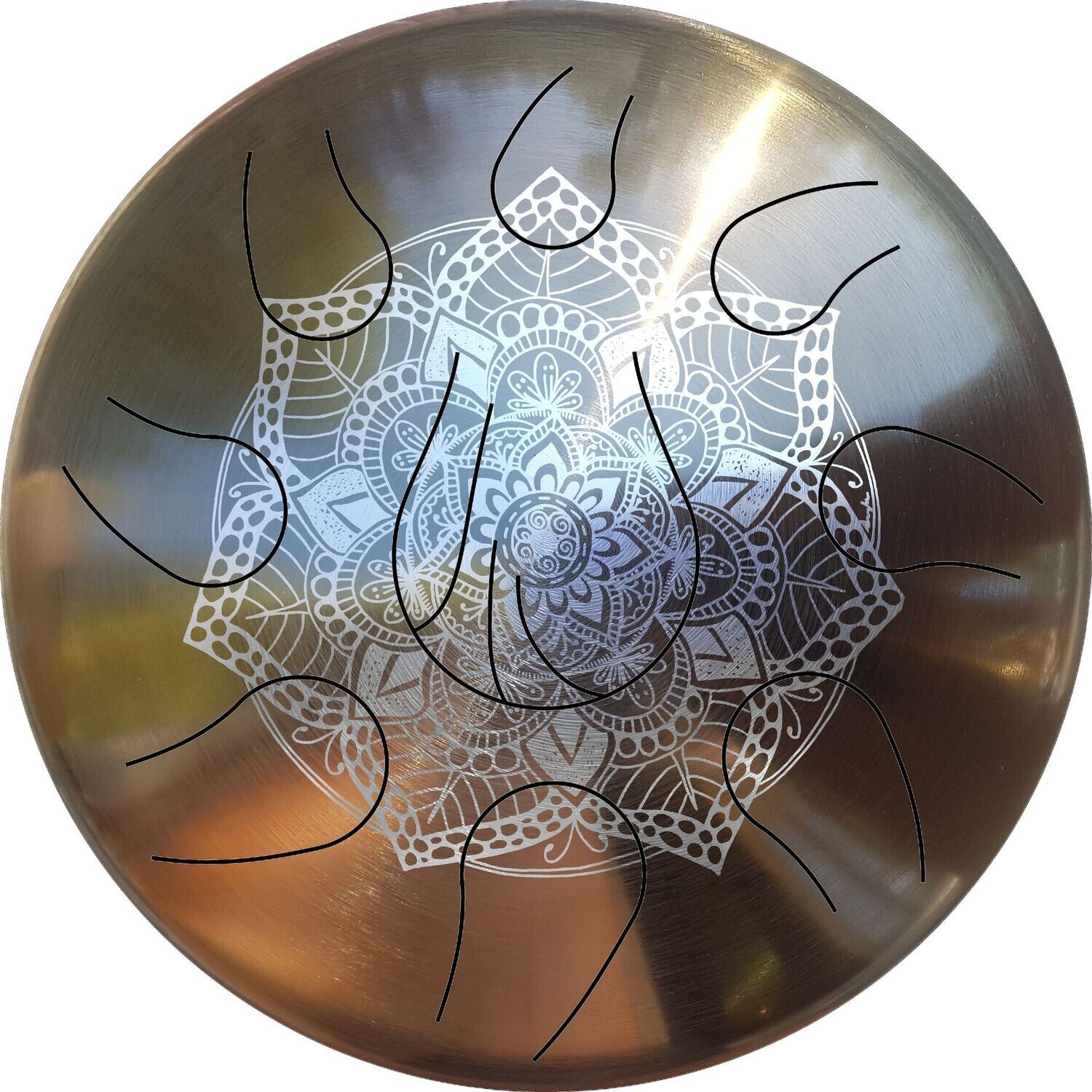 Mandala Fleuri, Teinte: Doré, Gravure: Moyenne