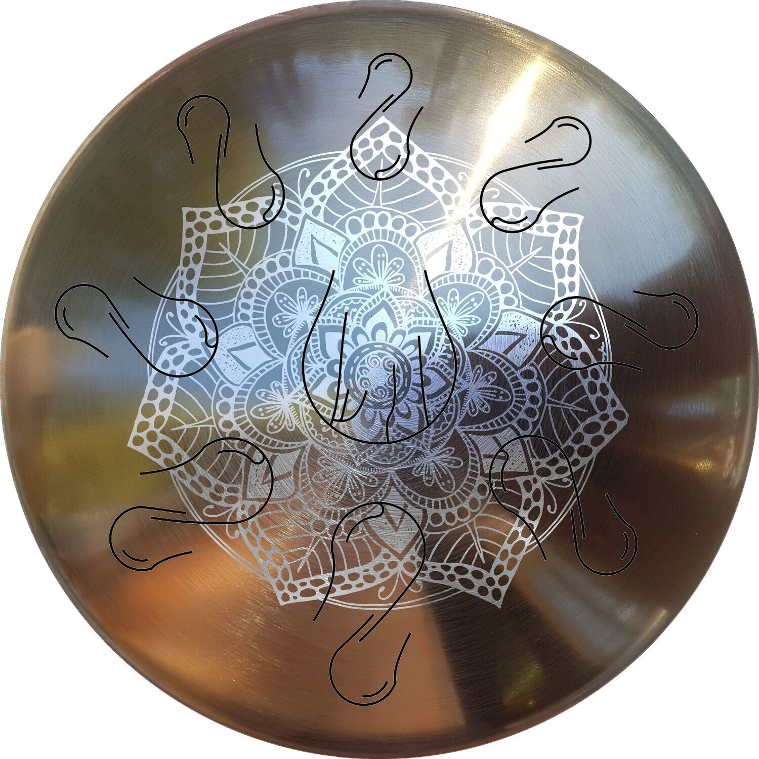 Mandala Fleuri, Teinte: Doré, Gravure: Moyenne