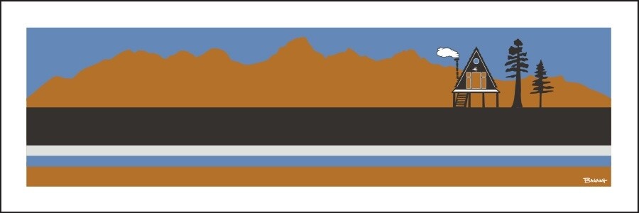A-FRAME HUT DESERT LINES JACKSON HOLE TETONS | CANVAS | 1:3 RATIO | LIFESTYLE | ILLUSTRATION