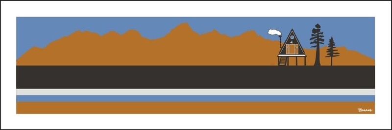 A-FRAME HUT DESERT LINES JACKSON HOLE TETONS | CANVAS | 1:3 RATIO | LIFESTYLE | ILLUSTRATION