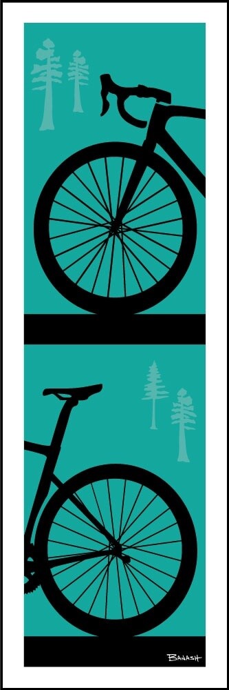 ROAD BIKE FRONT END TAIL STACKED PINES SEAFOAM | LOOSE PRINT | 1:3 RATIO | LIFESTYLE | ILLUSTRATION