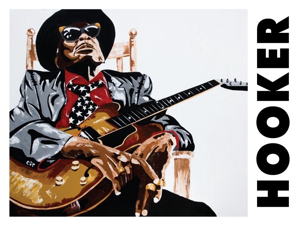 DELTA BLUES NO. 6 &quot;HOOKER&quot; | LOOSE PRINT | ACRYLIC PAINTING | 3:4 RATIO, Size: 6x8