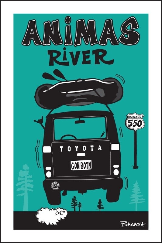 ANIMAS RIVER RAFT LAND CRUISER TAIL AIR SEAFOAM | LOOSE PRINT | 2:3 RATIO | LIFESTYLE | ILLUSTRATION