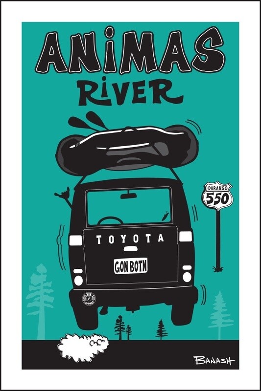 ANIMAS RIVER RAFT LAND CRUISER TAIL AIR SEAFOAM | CANVAS | 2:3 RATIO | LIFESTYLE | ILLUSTRATION