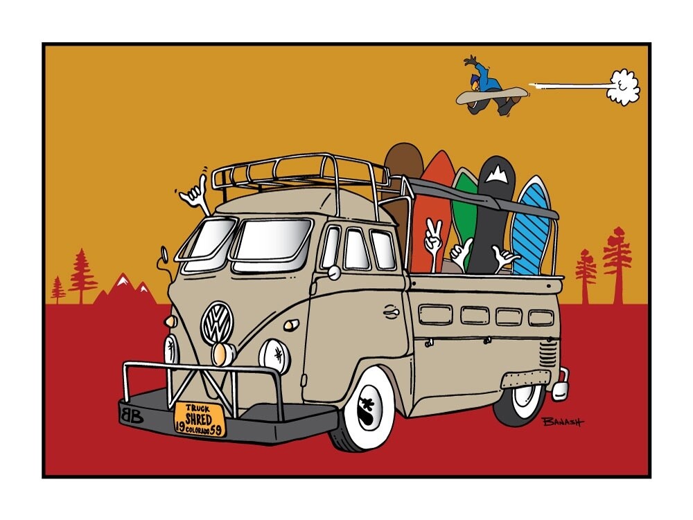BUBBAS 59 TRUCK BUS BOARDER GREMS SHRED PLATE | CANVAS | 2:3 RATIO | LIFESTYLE | ILLUSTRATION, Size: 4x6