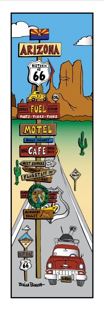 ROUTE 66 PITSTOPS ARIZONA | LOOSE PRINT | 1:3 RATIO | LIFESTYLE | ILLUSTRATION, Size: 5x15