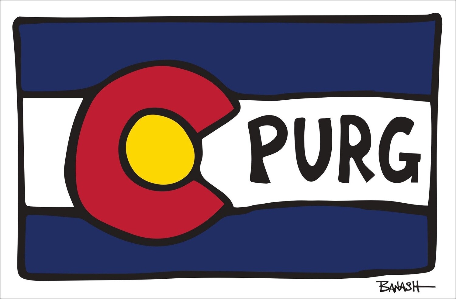 PURG CO HORIZ FLAG LOOSE | STICKER, Size: 2&quot;