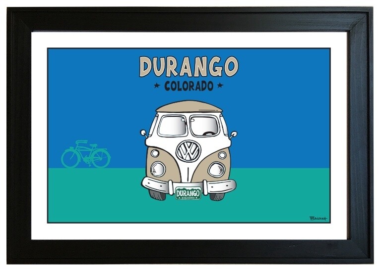 CATCH A RIDE BUS AUTOCYCLE SEAFOAM DURANGO CO | LOOSE PRINT | 2:3 RATIO | LIFESTYLE | ILLUSTRATION