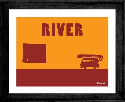 CATCH A RIVER CANOE BUS CO STATE OUTLINE RIVER | LOOSE PRINT | 3:4 RATIO | LIFESTYLE | ILLUSTRATION