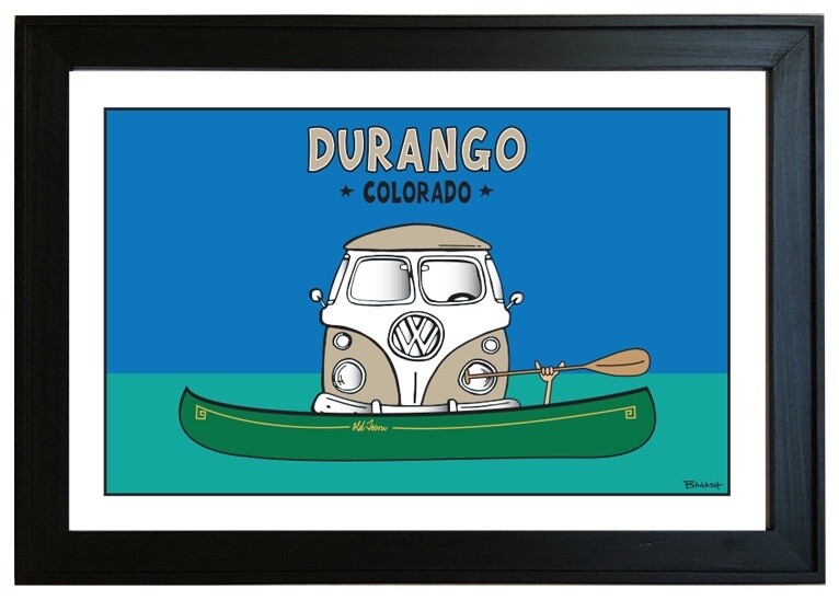 CATCH A RIDE RIVER CANOE BUS DURANGO CO | LOOSE PRINT | 2:3 RATIO | LIFESTYLE | ILLUSTRATION