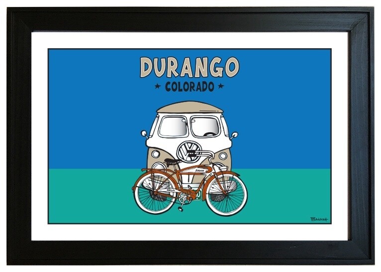 CATCH A RIDE BUS AUTOCYCLE DURANGO CO | LOOSE PRINT | 2:3 RATIO | LIFESTYLE | ILLUSTRATION