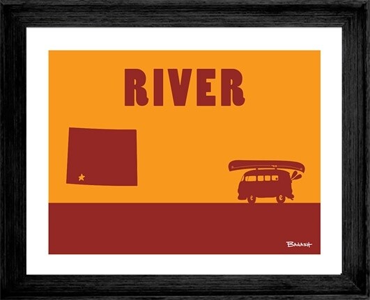 CATCH A RIVER CANOE BUS CO STATE OUTLINE RIVER | CANVAS | 3:4 RATIO | LIFESTYLE | ILLUSTRATION