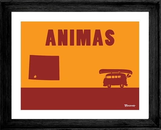 CATCH A RIVER CANOE BUS CO STATE OUTLINE ANIMAS | CANVAS | 3:4 RATIO | LIFESTYLE | ILLUSTRATION