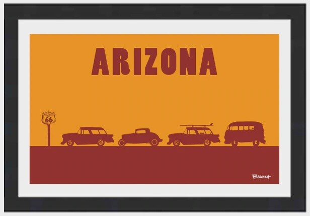 ROUTE 66 ARIZONA HISTORIC US 66 HOT RODS | LOOSE PRINT | 2:3 RATIO | LIFESTYLE | ILLUSTRATION