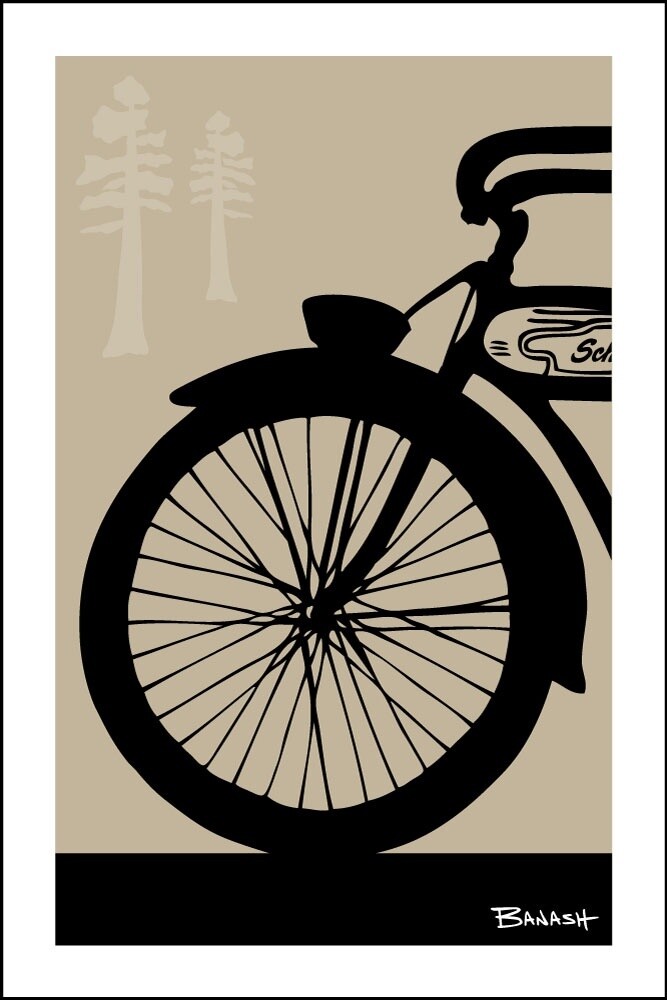 SCHWINN FRONT END B/TAN PINES | STICKER, Size: 2&quot;