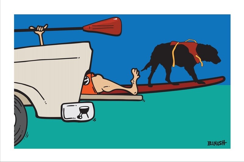 TAILGATE GREM PADDLE BOARDER WATER DOG | LOOSE PRINT | 2:3 RATIO | LIFESTYLE | ILLUSTRATION