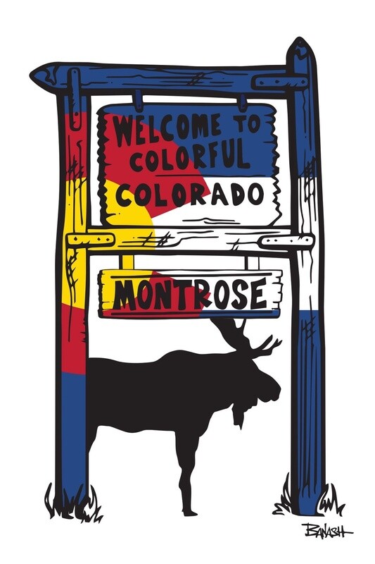 WELCOME SIGN CO LOGO MOOSE MONTROSE | LOOSE PRINT | 2:3 RATIO | LIFESTYLE | ILLUSTRATION