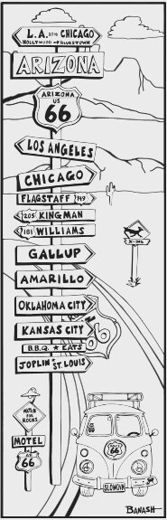ROUTE 66 TOWNS ARIZONA B/W | LOOSE PRINT | 1:3 RATIO | LIFESTYLE | ILLUSTRATION