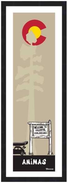 WELCOME SIGN RAFT BUG PINE CO LOGO ANIMAS | LOOSE PRINT | 1:3 RATIO | LIFESTYLE | ILLUSTRATION