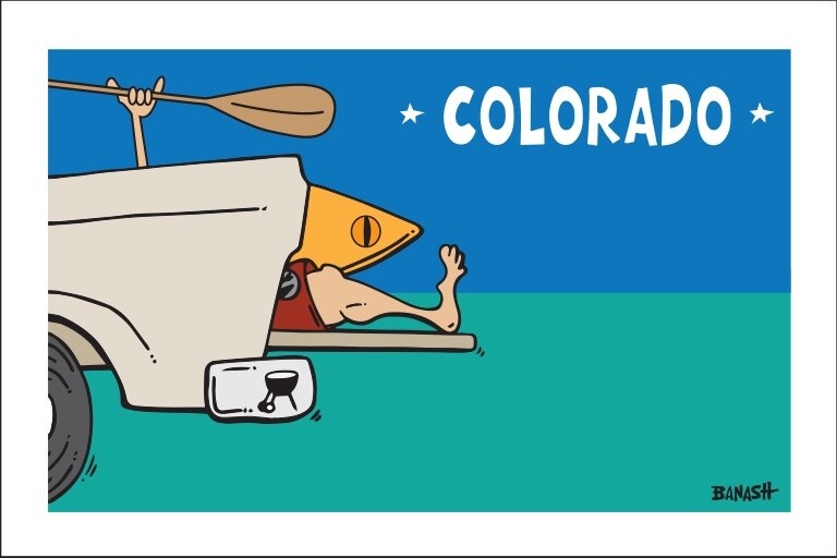 TAILGATE KAYAK GREM COLORADO | LOOSE PRINT | 2:3 RATIO | LIFESTYLE | ILLUSTRATION