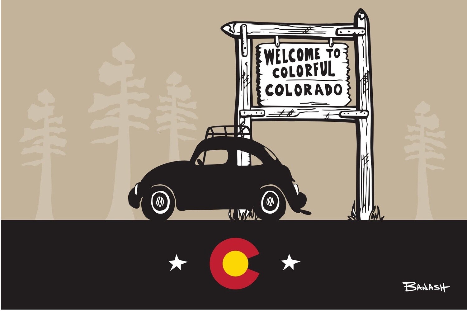 BUG CO WELCOME SIGN PINES POSTCARD, Size: 4x6
