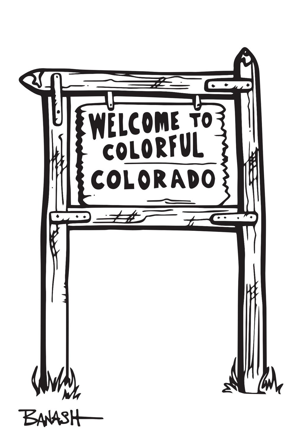 WELCOME SIGN ILLUSTRATION POSTCARD, Size: 4x6