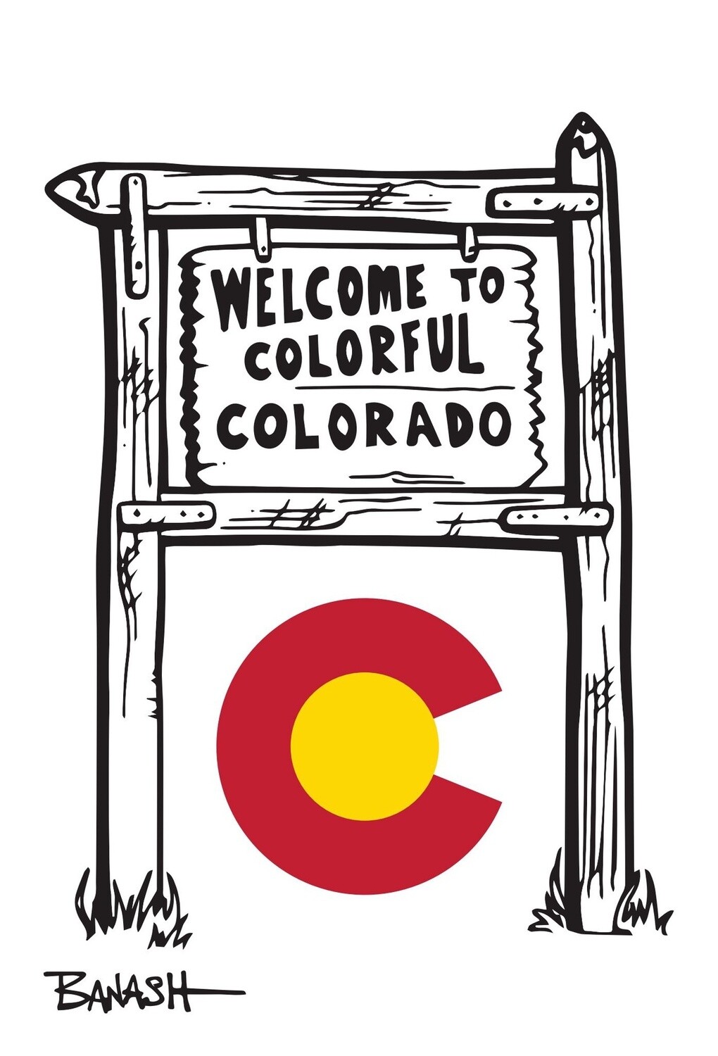 WELCOME SIGN ILLUSTRATION CO LOGO POSTCARD, Size: 4x6