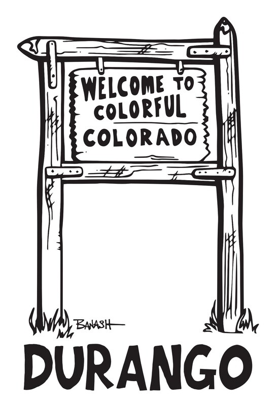 WELCOME SIGN ILLUSTRATION DURANGO POSTCARD