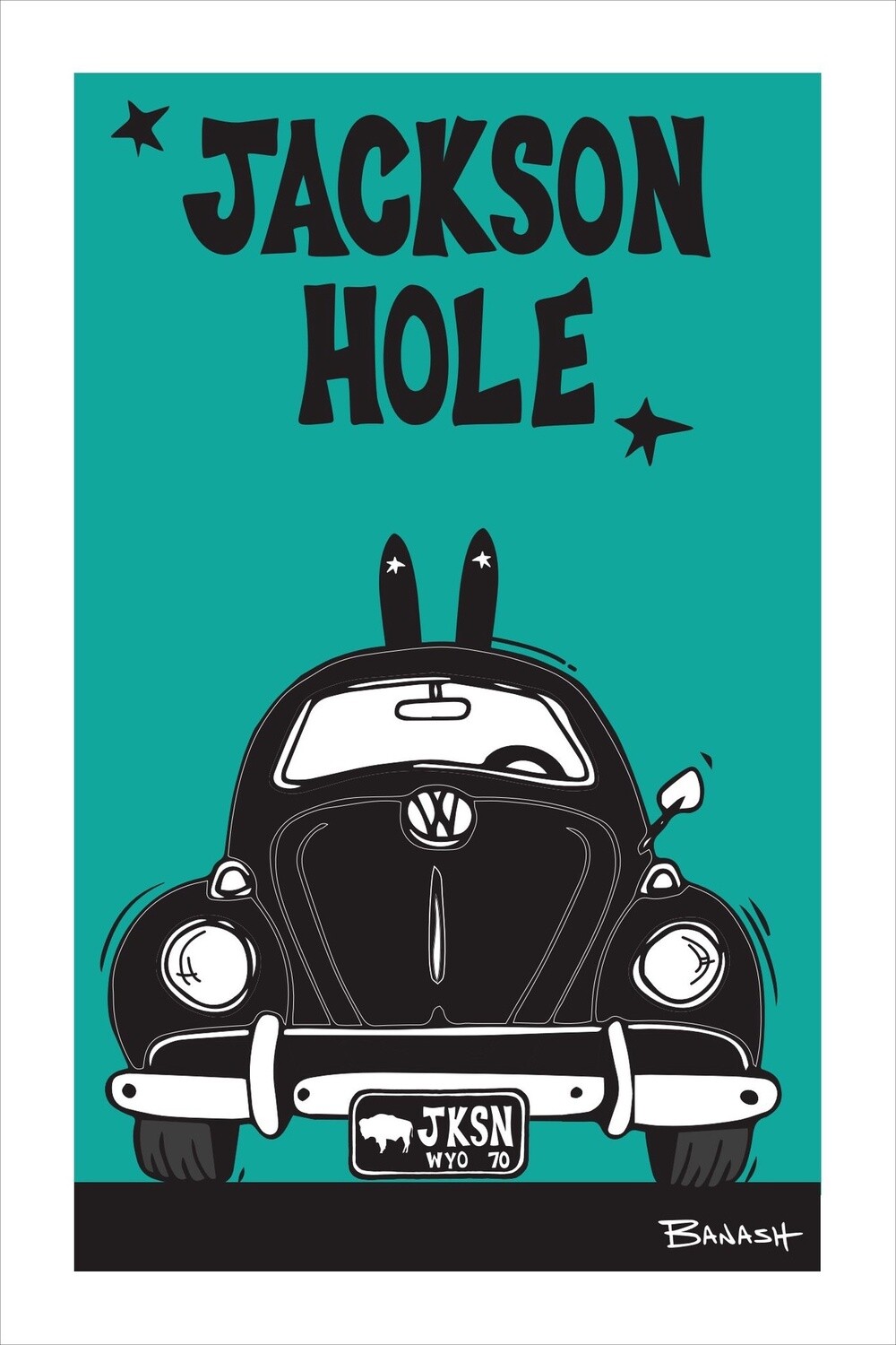 JACKSON HOLE BLACK SKI BUG GRILL | CANVAS | 2:3 RATIO | LIFESTYLE | ILLUSTRATION