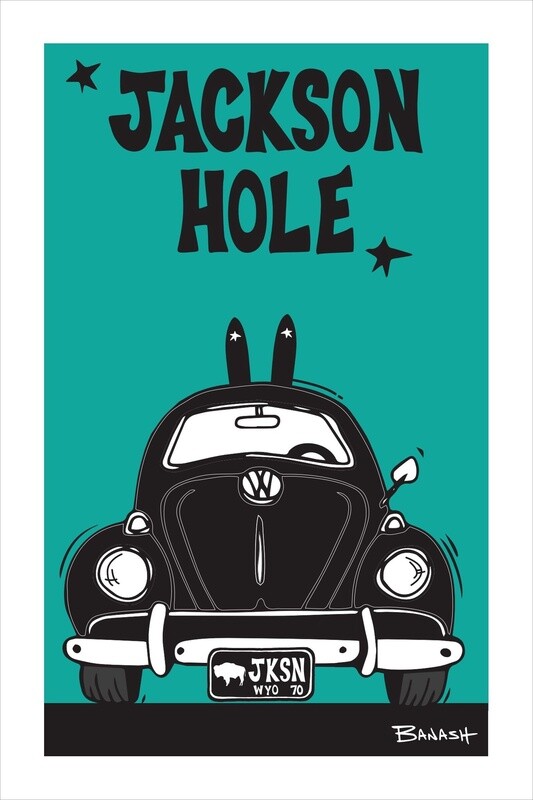 JACKSON HOLE BLACK SKI BUG GRILL | CANVAS | 2:3 RATIO | LIFESTYLE | ILLUSTRATION