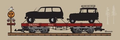 D&SNG RR FLAT CAR LAND CRUISERS TRANSPORT | CANVAS | D&SNG | 1:3 RATIO | LIFESTYLE | ILLUSTRATION