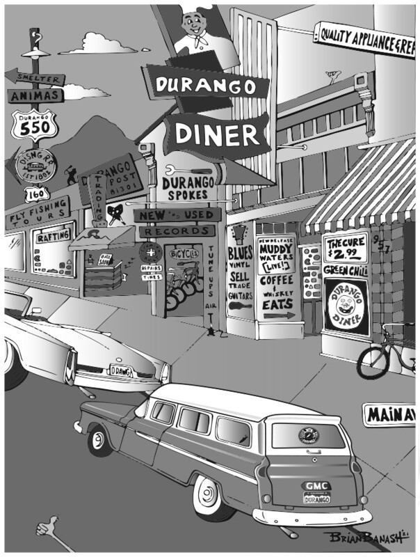 DURANGO DINER B&amp;W | CANVAS | 2:3 RATIO | LIFESTYLE | ILLUSTRATION