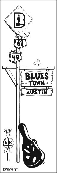 AUSTIN BLUES TOWN XING | LOOSE PRINT | 1:3 RATIO | LIFESTYLE | ILLUSTRATION