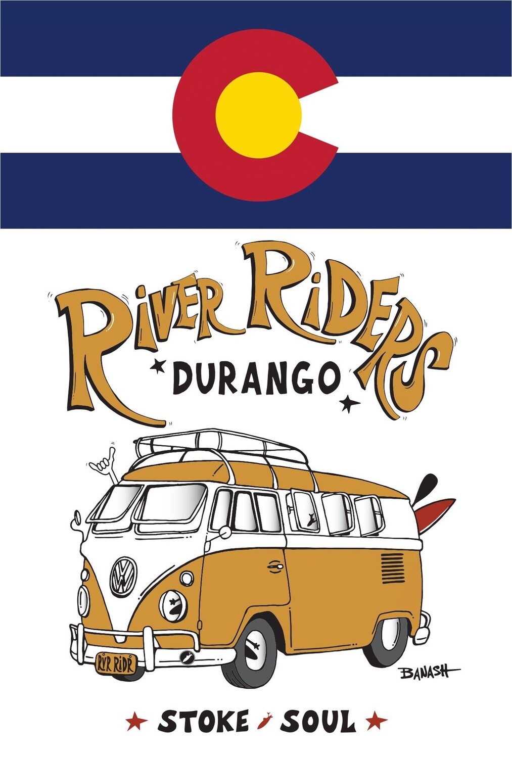 RIVER RIDERS CO LOGO VERT POSTCARD, Size: 4x6