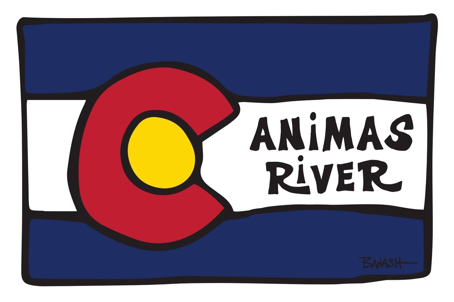 LOOSE CO FLAG ANIMAS RIVER POSTCARD, Size: 4x6